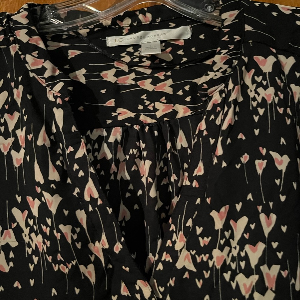 Silk heart print dress blouse